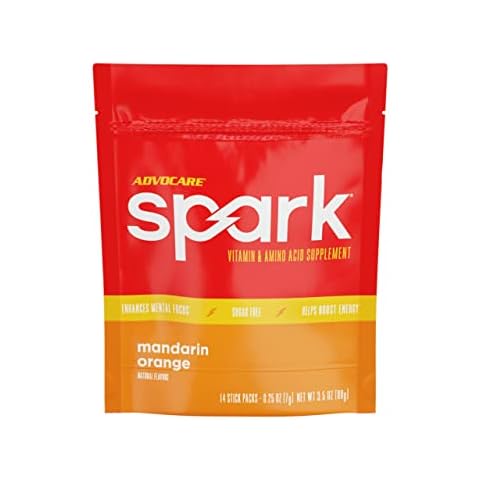 AdvoCare Spark Vitamin & Amino Acid Supplement - Focus & Energy Drink Powder Mix with Vitamin A, B-6, C & E - Also Includes L-Carnitine & L-Tyrosine - Mandarin Orange, 14 Stick Packs Cover