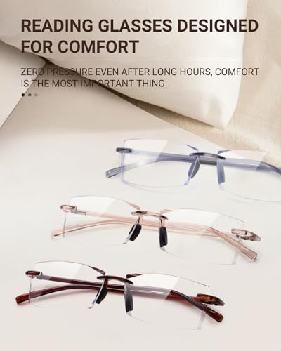 Image of TERAISE Rimless Reading Glasses Comfortable Lightweight Frameless Reader Men Women Blue Light Blocking Computer Eyeglasses