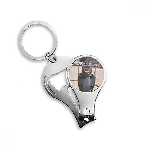 Bulldog Pet Photography Picture Nail Nipper Ring Key Chain Bottle