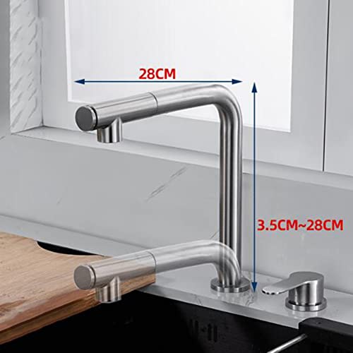 Mitigeur de cuisine en acier inoxydable avec douchette multifonction double jet - 3