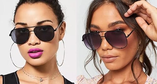 Sorvino Aviator Sunglasses For Women Classic Oversized Sun Glasses Uv400 Protection（Black/Black #TOP1