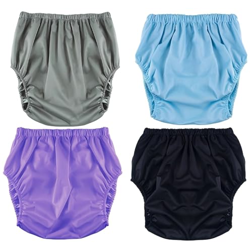 Paquete de 4 Cobertor Protector Pañal Adulto Reutilizable,Fundas de Pañal para Adultos para Incontinencia,Lavables y Impermeables Pantalones de Incontinencia(Color 1,Small)