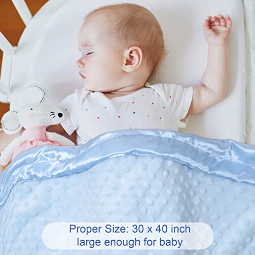 3 Pieces Baby Blankets For Girls And Boys Soft Dot Blankets With Silky Satin Backing, Double Layer Gender Baby Receiving Blanket For Newborn, Toddler, Infant Gifts, 30 X 40 Inch #TOP4