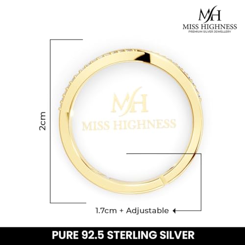 Image of Miss Highness 925 Sterling Pure Silver Ring for Women, Infinity Rings, Adjustable Size, Daily Wear Silver Jewellery, with Certificate of Authenticity, Birthday, Anniversary, Gift for Wife & Girlfriend