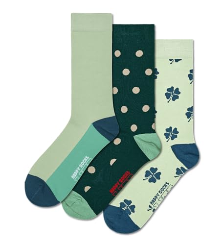 Happy Socks Basics Collection- Multi-Pack Crew Socks for Men and Women- Blue, Pink, Grey, Green