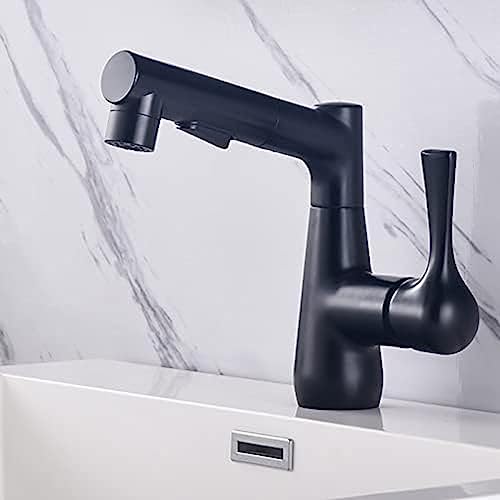 Mitigeur de lavabo avec douchette extractible robinet salle de bain laiton