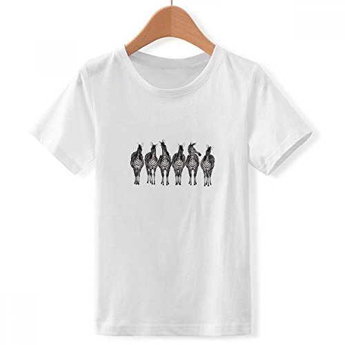 T-Shirt Col Blanc pour Les Garcon Imprimé Animal Zebra Crew Multicolore 3XL
