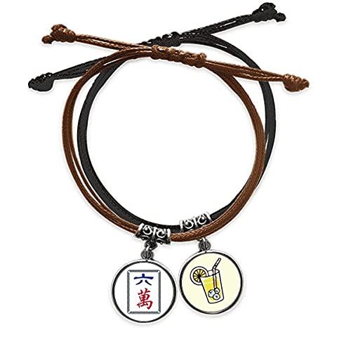 Mah-Jong Millions de tuiles bracelet corde en cuir couleur jus de citron