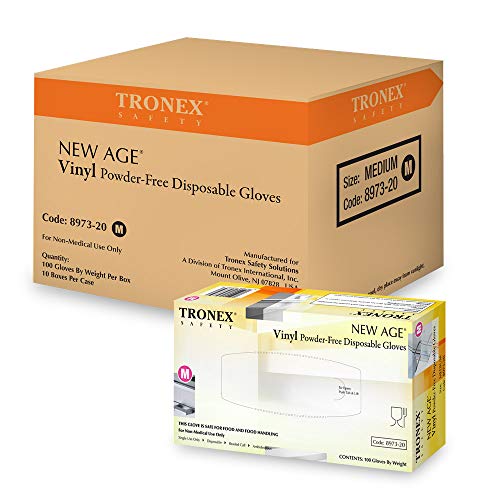 TRONEX- Vinyl Disposable Gloves, Powder-Free, Food Safe, White, Large, 8973-30 (Case of 1000)
