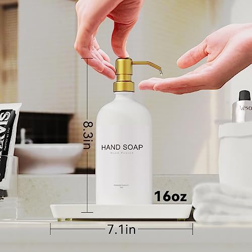 image for Soap Lotion Dispenser Set, Durmmur Glass Soap Dispenser with Ceramic T