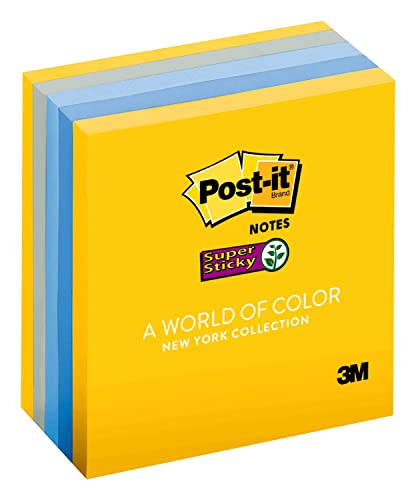 Image of Post-it Super Sticky Notes, Colors of the World Collection, 3 in x 3 in, New York (654-5SSNY)