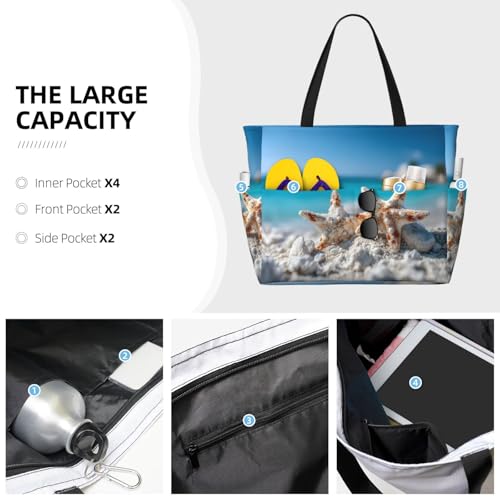 Sac de plage imperméable zippé grand format et pliable pour vos voyages