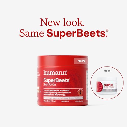 Image of Humann SuperBeets Beet Root Powder - Non-GMO Beetroot Superfood - Nitric Oxide Supplement for Heart Health, Circulation & Blood Pressure Support - Black Cherry, 30 Servings