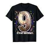 Photo Gallery retro 9 anni baseball play my 9th birthday party boy maglietta Photo Gallery retro 9 anni baseball play my 9th birthday party boy maglietta