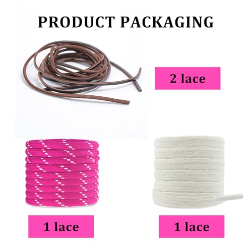 Mixed Color Round Shoe Laces for Sneaker, Flat Leather Shoelaces Replacement Laces kit2