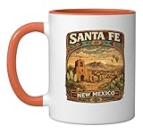 Santa Fe Shirt Family Vacation New Mexico Santa Fe Souvenir Ceramic Mug, Orange/White