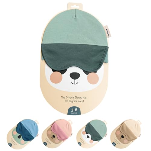 Sleepy Hat The Original Baby Sleep Mask & Soft Eye Shade Newborn Hat Sun Hat & Beanie for Travel Home Green 12-18M