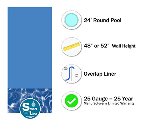 Smartline Swirl Bottom 24-Foot Round Liner | Overlap Style | 48-To-52-Inch Wall Height | 25 Gauge Virgin Vinyl | Designed For Steel Sided Above-Ground Swimming Pools #TOP2