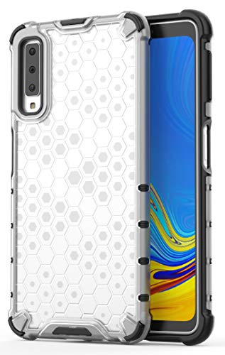 Image of Glasgow | for Samsung Galaxy A7 2018 Honeycomb Pattern Back Case Cover for Samsung Galaxy A7 2018 with 4 Bumper Corners and Military Grade Protection - Transparent