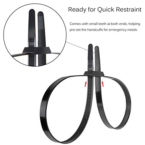 Length: 35.4” Flex Cuffs, 10Pcs Heavy Duty Zip Tie Handcuffs Restraint Disposable Police Nylon Double Cuffs With Uv & Heat Resistant, 250 Lbs Tensile Strength - Black #TOP3