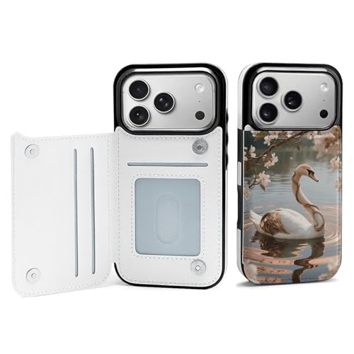 FodPand Art Swan �P�[�X iPhone 17�p �g�ѓd�b�J�o�[ �t���b�v �g�ѓd�b�ی�J�o�[ ���킢�� TPU ���h�~ �ϏՌ� �~�j�}���X�g ���I�P�[�X �j�����p �z���C�g