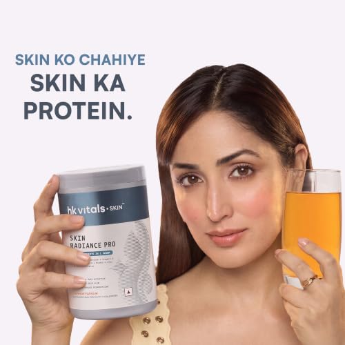 Image of hk vitals Skin Radiance Pro Marine Collagen Supplement Powder, Orange, 300g | Collagen Peptides with Vitamin C, E | For Youthful & Glowing Skin