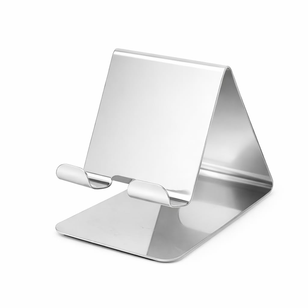 Stainless Steel Phone Stand, Adjustable & Foldable Desktop Holder – Durable, Anti-Slip, Rust-Free Smartphone Dock for Office & Home Desk-image-4