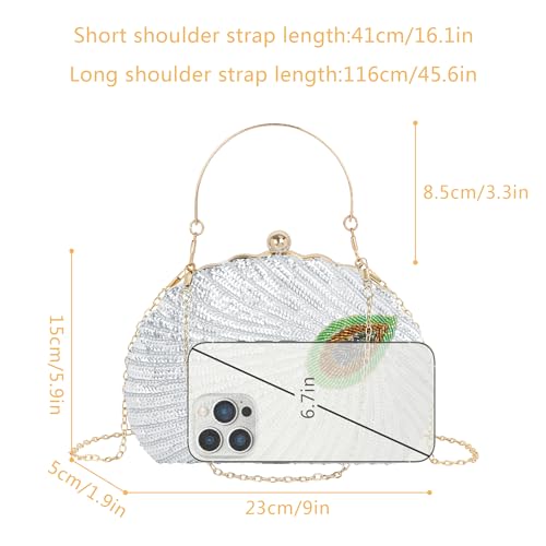 Image of Women Seashell Evening Bag Purse Mermaid Chain Strap Clutch Handbag Shoulder Bag | Seashell