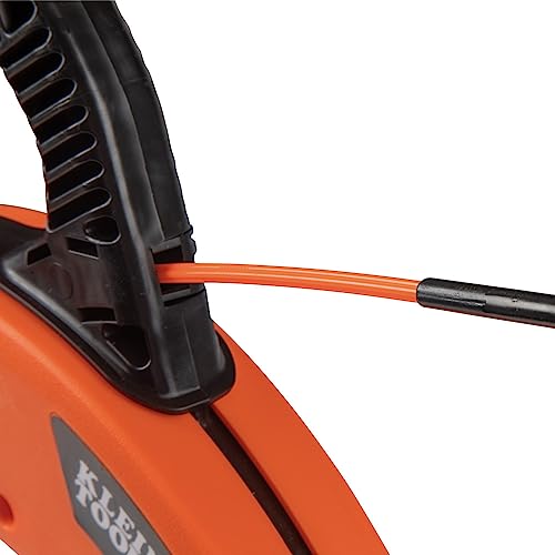 Klein Tools 56380 Non-Conductive Electrical Fish Tape, Multi-Groove Fiberglass Wire Puller With Steel Leader, 100-Foot X 3/16-Inch,Orange/Black #TOP7