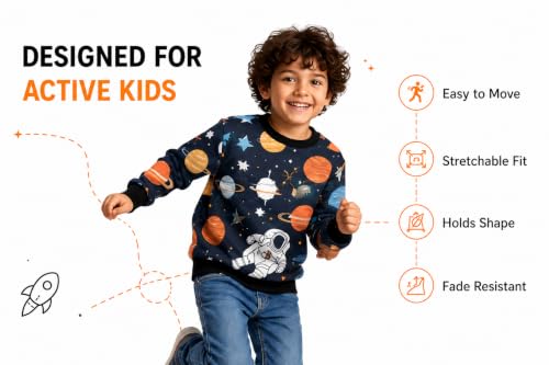 Image of Tiny Sprouts Kids Sweatshirt | Spaceman Theme | Cozy Polyester Fleece | Unisex | Ages 5-14