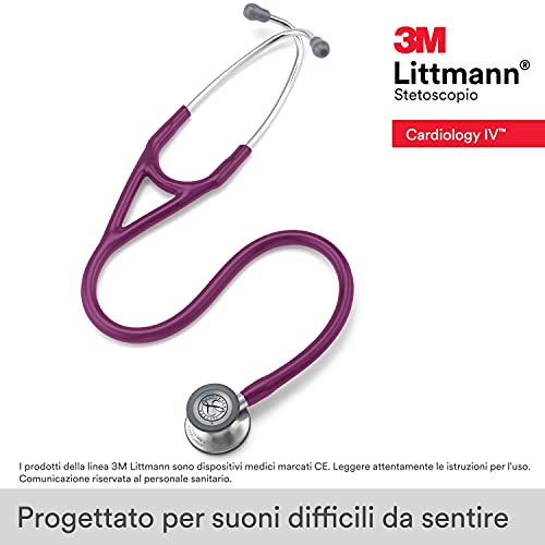 Image of 3M Littmann Cardiology IV Diagnostic Stethoscope, 6156, More Than 2X as Loud, Weighs Less, Stainless Steel Chestpiece, 27 inch Plum Tube One Size (Pack of 3)