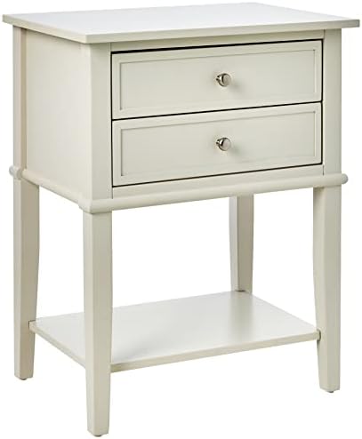 Ameriwood Home Franklin 2 Drawers, Soft White Accent Table