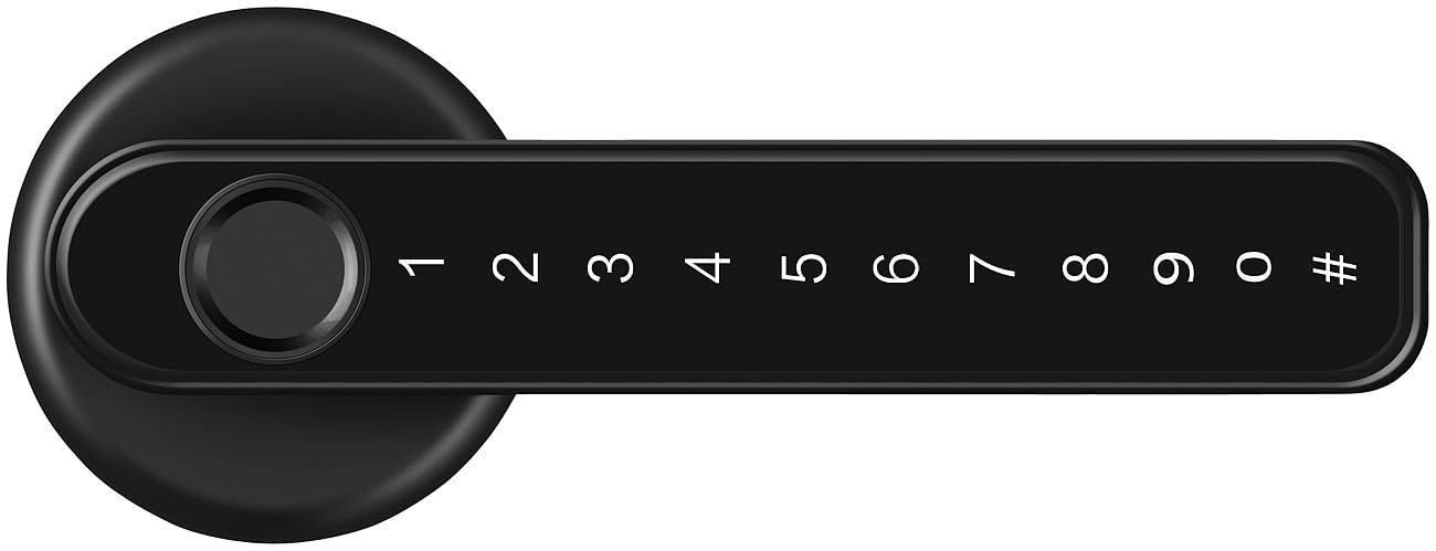 VisorTech Fingerabdruck Schloss: Smarter Sicherheits-Türbeschlag mit Finger-Scanner, PIN & App, schwarz (Smarter Türgriff, Fingerabdruck-Türbeschläge, WC)