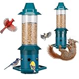 Kingsyard Squirrel Proof Bird Feeder for Outside, 3 LBS High Capacity Metal Feeder with Adjustable Weight Sensing, Weatherproof Wild Bird Feeders for Cardinals Blue Jays - Garden Decor Gifts