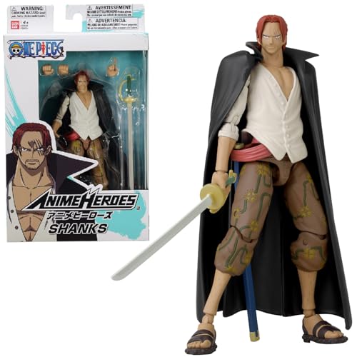 Bandai - Anime Heroes - One Piece - Figurina Anime Heroes 17 Cm - Shanks - Licenza Ufficiale One Piece - Figurina D'Azione Articolata Shanks Il Rosso 