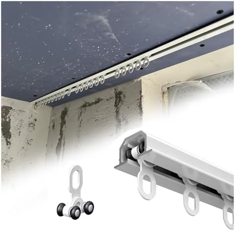 Heavy-Duty 23ft Double Row Ceiling Curtain Track System - Silent White Aluminum Rail for Room Dividers, Concealed Mounting, Smooth Operation, Ideal for Home & Office.