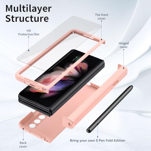 Funda antichoque completa para Galaxy Z Fold 3 con cobertura de bisagra y cristal templado 7