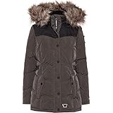 khujo Damen Jacke WINSEN4 mit Abnehmbarer Kapuze und Kunstfellbesatz Winterjacke Steppjacke, peached dark grey, XXL