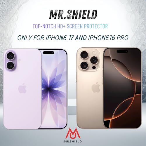 Image of Mr.Shield Screen Protector Tempered Glass for iPhone 17 and iPhone 16 Pro - 9H Hardness Screen Guard, HD Clear [1 Pack]