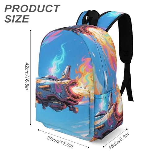 Magic Spaceship Printed Backpack Water-Resistant Pack Stylish Bag Lightweight Travel Backpack3