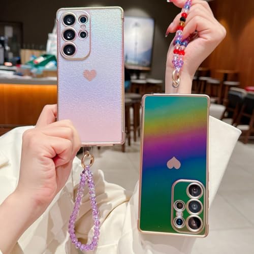 Coque Samsung S23 Ultra cœur chaîne cristal antichoc Edge 5G