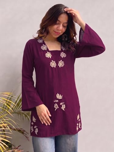 Image of ANNI Designer Cotton Short Kurti for Women | Stylish Kurti | Short Kurti Top | Casual Kurta for Women | Comfortable Cotton Kurtis for Womens
