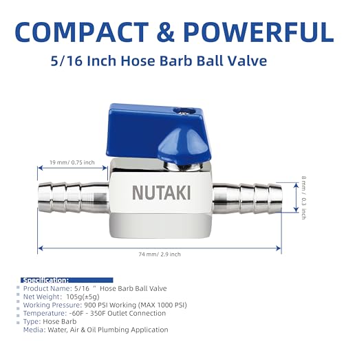 NUTAKI 5/16" Fuel Shut Off Valve, 304 SS Barb Ball Valve, 1-Pack by NUTAKI - Used condition - Image 2