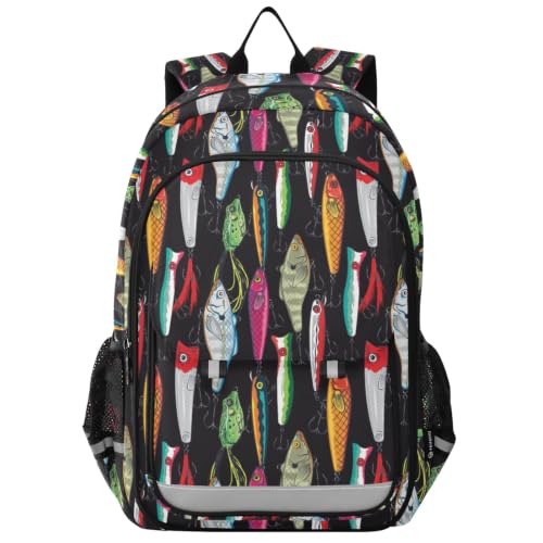 JHKKU Kids Colorful Fishing Lures Backpack for Boys Girls School Bags