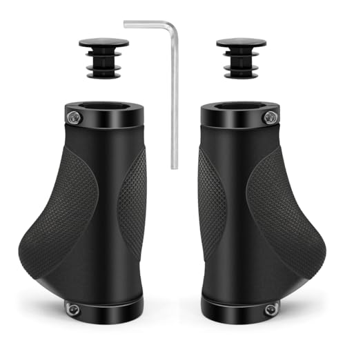 Manopole MTB, HNOOM Manopole Bici Ergonomici, Impugnature MTB Gomma Antiscivolo,