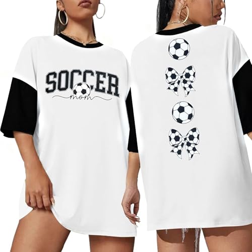 Image of ALLTB Soccer Cup 2026 Shirt Soccer Mom Shirts Women Oversized Football Match Season Jersey Bow T-Shirt Short Sleeve Top