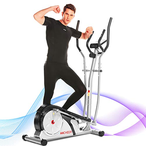 ANCHEER Elliptical Machine, Magnetic Elliptical Exercise Training Machine with LCD Monitor, Tablet Holder,Top