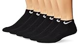 Nike New Unisex 6 Pack Band Cotton Low Cut Socks Black/White Large