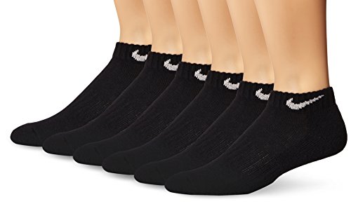 Nike New Unisex 6 Pack Band Cotton Low Cut Socks Black/White Large