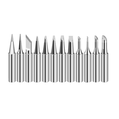HUATEEN Soldering Iron Tips,12 PCS Temperature-Stable Soldering Iron Tips Set 900M Series Replacement Solder Heads for Stations/Guns (Multi-Size Kit for Welding & Electronics)
